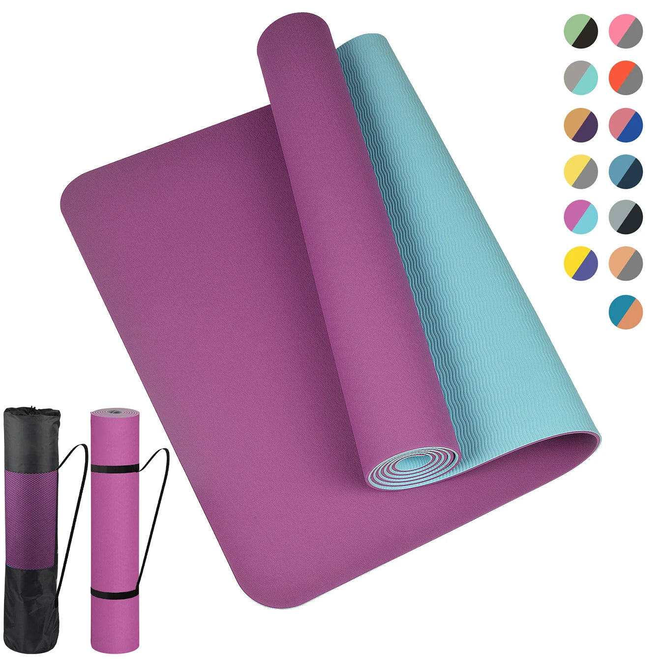 Non-slippery TPE yoga mat, thick two-color, high quality, for fitness, fitness, home, non-slip, 180x57cm